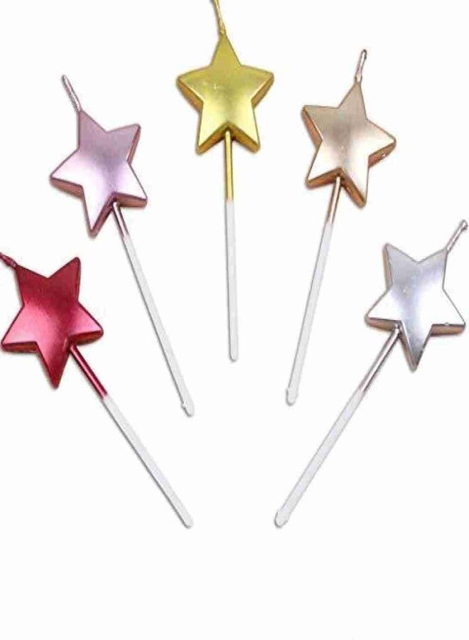 PartyToko Wax Star Candle 5 Pcs Birthday Cake Topper Candle Birthday Candles For Cake Multicolour - Image 5